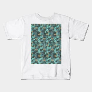 Camouflage and chip blue brown Kids T-Shirt